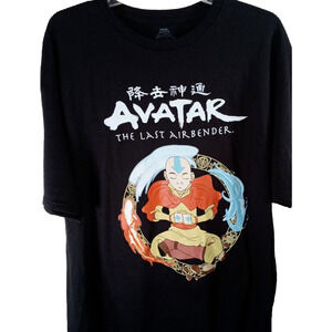 Avatar The Last Airbender Aang T-Shirt X-Large Black Graphic Anime